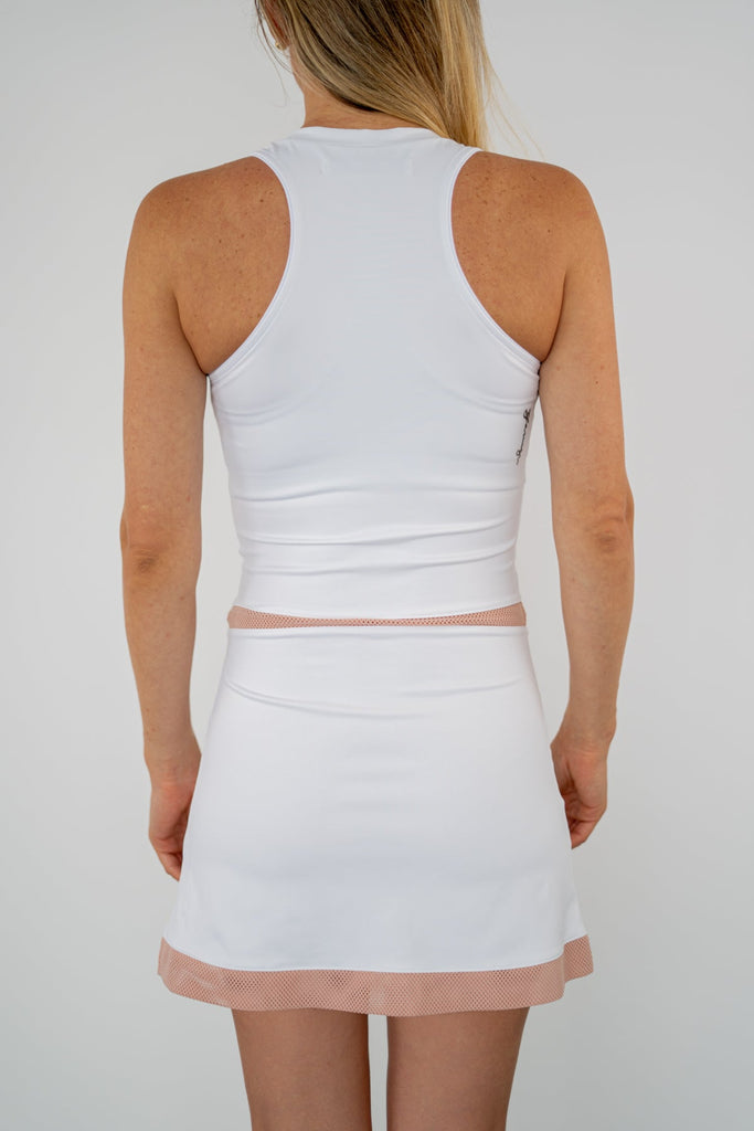 Madison Dress - White + Blush sustainable fashion pickleball dress