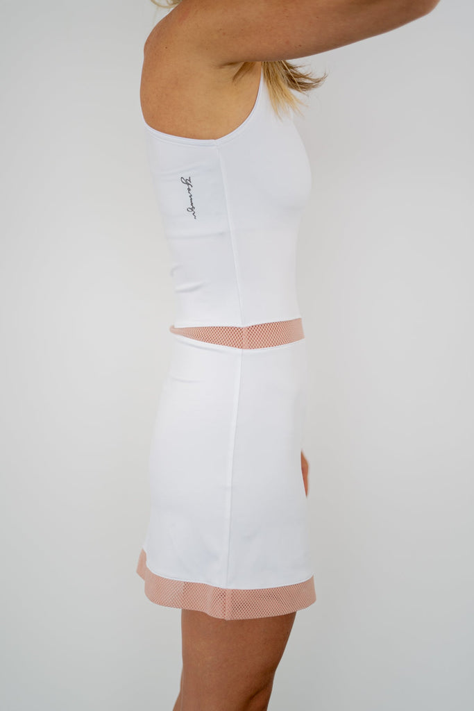 Madison Dress - White + Blush sustainable fashion luxury activewear