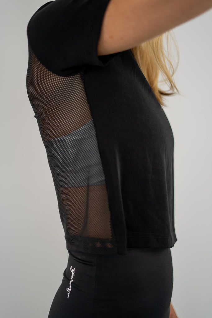 Bianca Crop Tee sustainable fashion mesh back tshirt